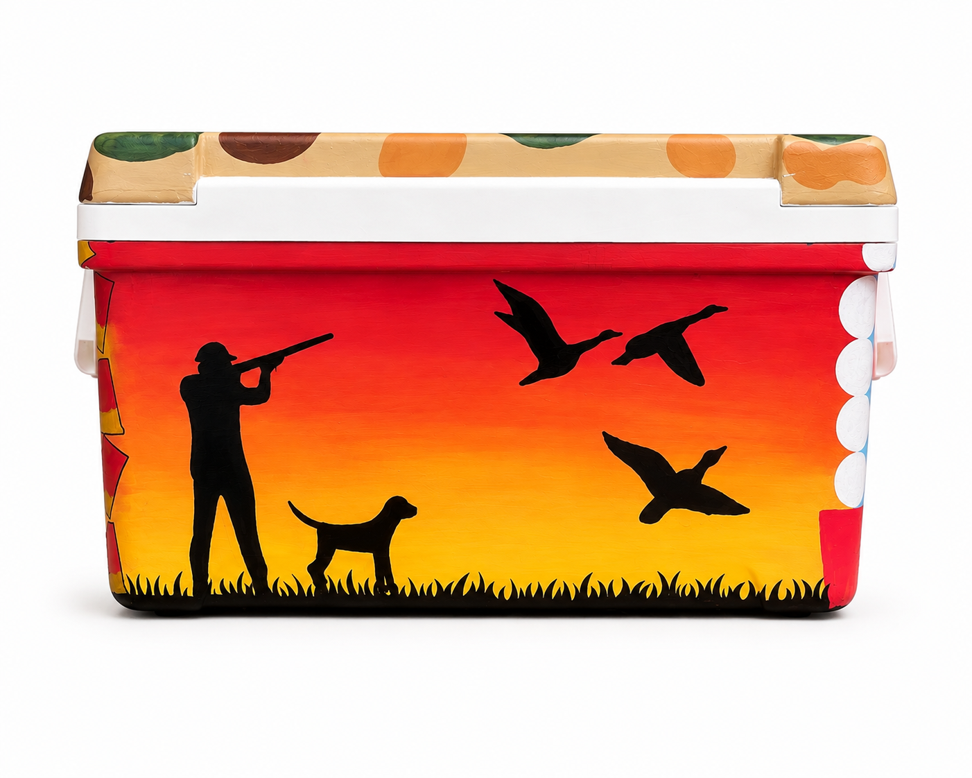 Duck hunting sunset cooler